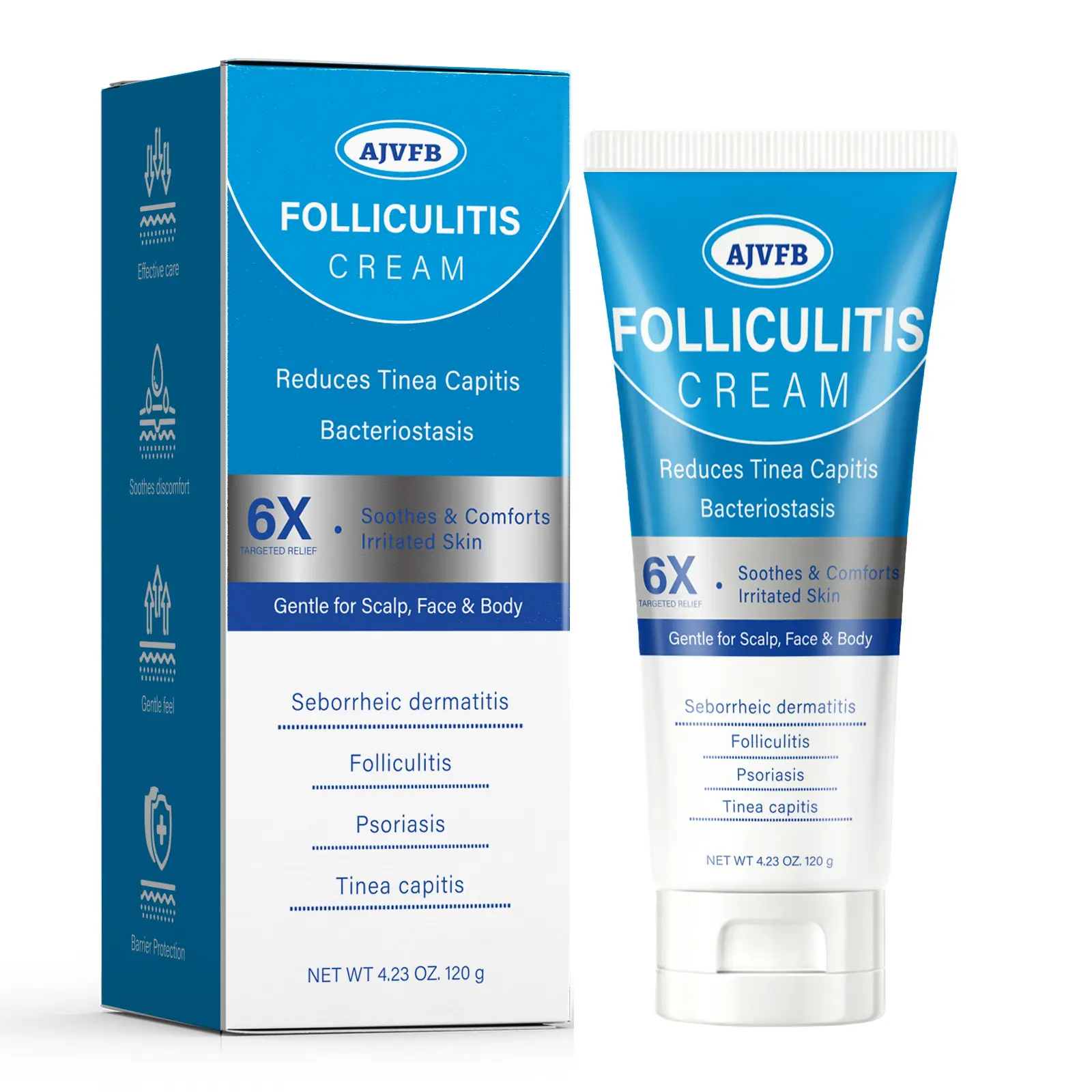 AJVFB Herbal Folliculitis Cream with Botanical Extracts – Multi-Purpose Skin Soothing Ointment for Scalp, Face, Buttocks & Body – Helps Calm Bumps, Razor Burn, Ingrown Hair, Follicle Irritation & Scalp Build-Up – Lightweight Non-Greasy Care for Sensitive