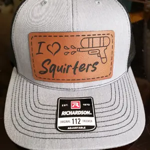 Richardson hat with laser engraved leather patch