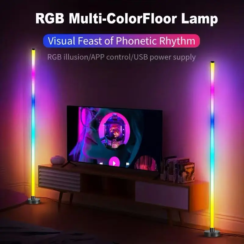 Miortior Corner Floor Lamp LED, 2-Pack Corner Lamp with App/Remote/Button Control, Smart RGB Floor Lamp with Music Sync, 16 Million DIY Colors & 68+ Scene for Living Room, Bedroom, Gaming Room