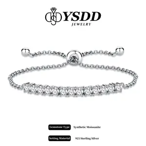 【#364 Partial Tennis】1.3CT Partial Tennis Synthetic Moissanite Slider Bracelet in 925 Sterling Silver