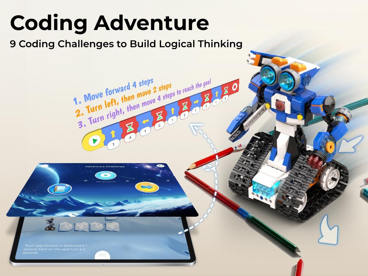 Apitor STEM Robot Toy 6-in-1 Robot Building Kit, suitable for boys aged 8-12, APP remote control STEM coding toy, educational robot gift, suitable for children aged 6-15. Birthday gifts, parent-child activities