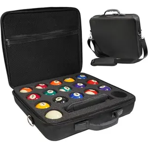 Black 17-Hole Portable Billiard Storage Case, American 8 Ball EVA Hard Shell Pool Ball Carry Bag, Lightweight Handheld and Shoulder Carry Design, Protective Ball Organizer for Billiard Practice, Match Travel and Player Equipment Storage