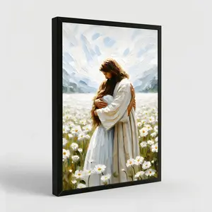 NBHYK Jesus-Wall Art Canvas Print Jesus Hugging Woman Poster For Church Room Decor Christian Artistic Home Living Bedroom Office Decoration Items Eco-Friendly Fade-Resistant UV-Protected - Photo