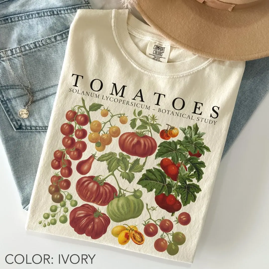 Tomato Shirt Comfort Colors, Fruit Shirt, Botanical Shirt, Cottagecore Clothing Vegan Shirt, Garden Shirt, Vegetable Shirt, Aesthetic Shirt
