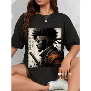 🎉 100% Cotton Afro American Samurai Vintage African Warrior with Katana T-Shirt