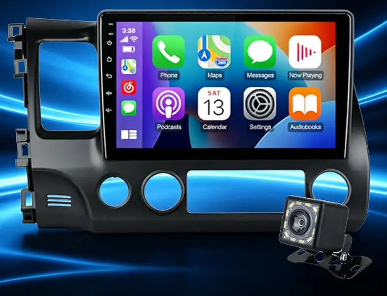 10.1 Inch IPS Touchscreen Android 12 Car Stereo 2GB+32GB Wireless Apple CarPlay & Android Auto GPS WiFi SWC Dual USB For Honda Civic 2006-2011