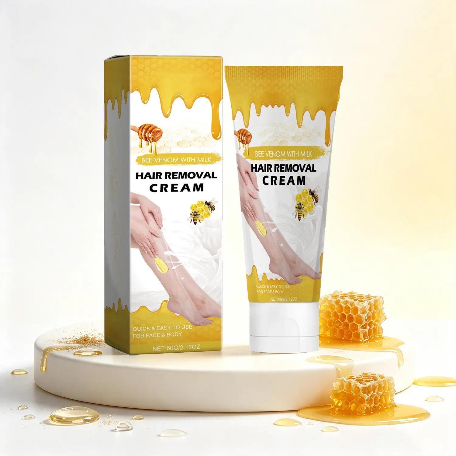 Honey Milk Body Hair Removal Cream Gentle Depilatory Cream Moisturizing Formula for Arms Legs Underarms and Body Smooth Skin Home Care