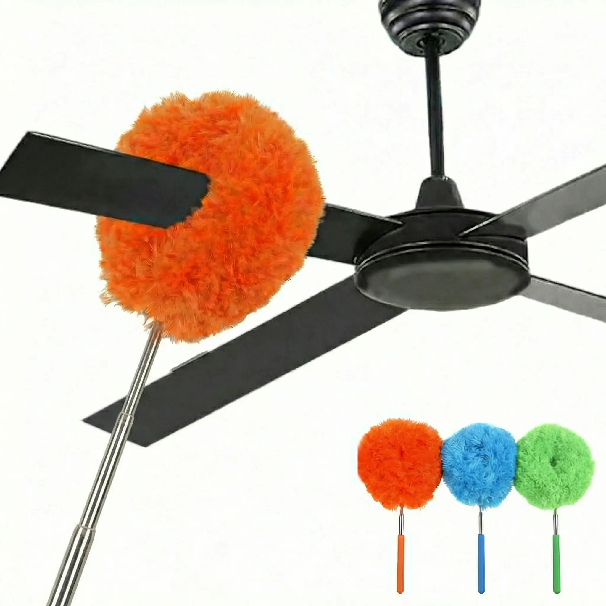 3-Pack Extendable Microfiber Ceiling Fan Duster Set - Reusable Effortless Cleaning Brush, Ideal for Home & RV Use