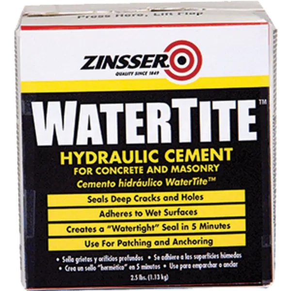 Zinsser 5074 Watertite Hydraulic Cement, 2.5 lbs Home Improvement Multipurpose Adhesive, Cracked Concrete Filler for Anchoring, Wet Surface Adhesion, Deep Crack Sealing, 5-Minute Watertight Seal, Patching