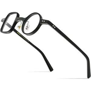 Acetate Glasses Frame Men,Left Square Right Round  Retro Optical Eyeglasses
