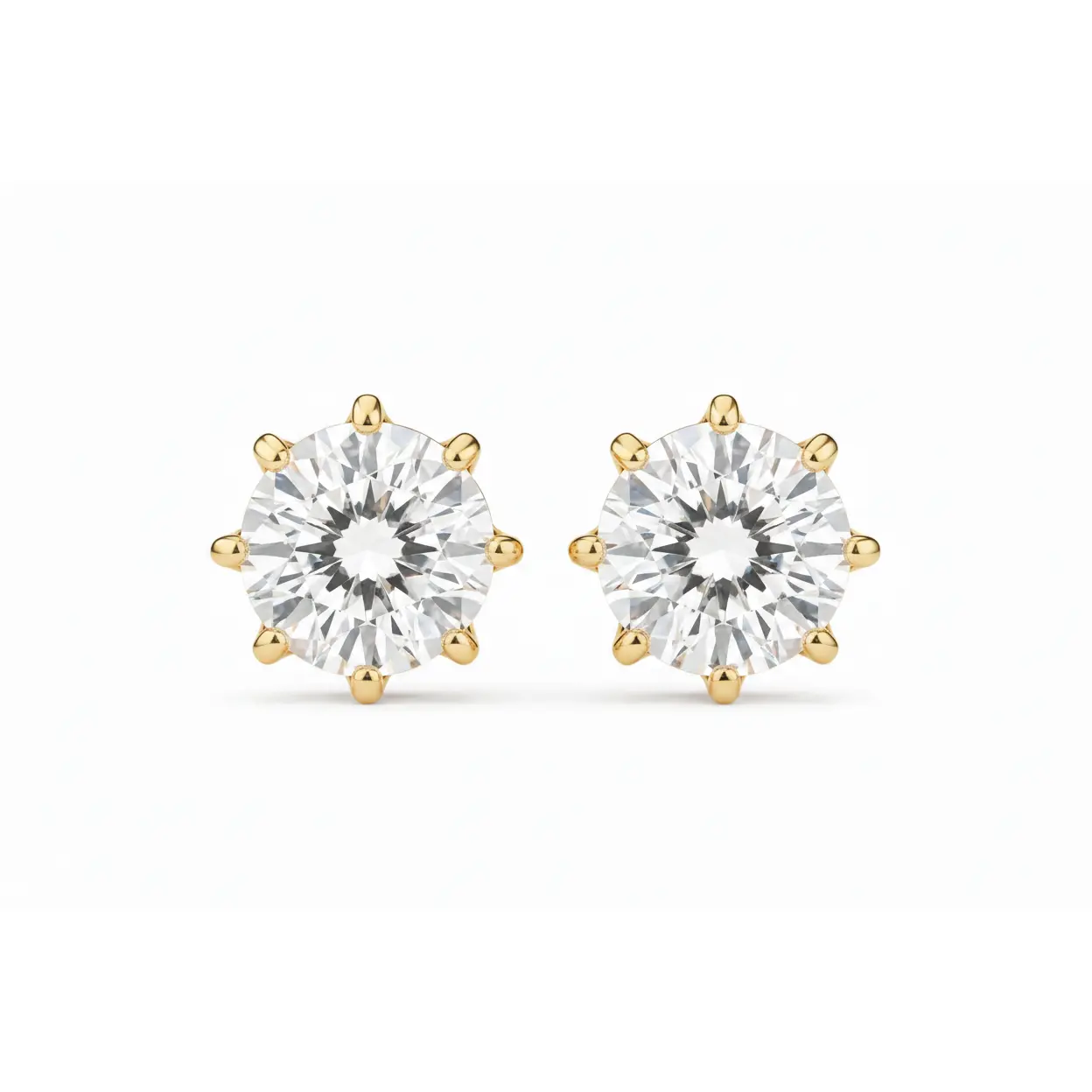 1 Pair Classic Round Cut Lab-Grown Diamond Stud Earrings - Unisex Luxury 925 Silver or Gold Jewelry for Adults' Daily & Casual Wear