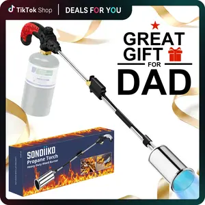 【FathersDayGift】【SUMMERVIBES】SonDiKO Propane Torch Weed Burner, Powerful Heat Output Weed  Long Torch, 30" Detachable Long Arm Heavy Duty Blow Torch with Flame Control For Garden, Wood, Ice, Snow, Stumps, Melting (Propane Tank Not Included)