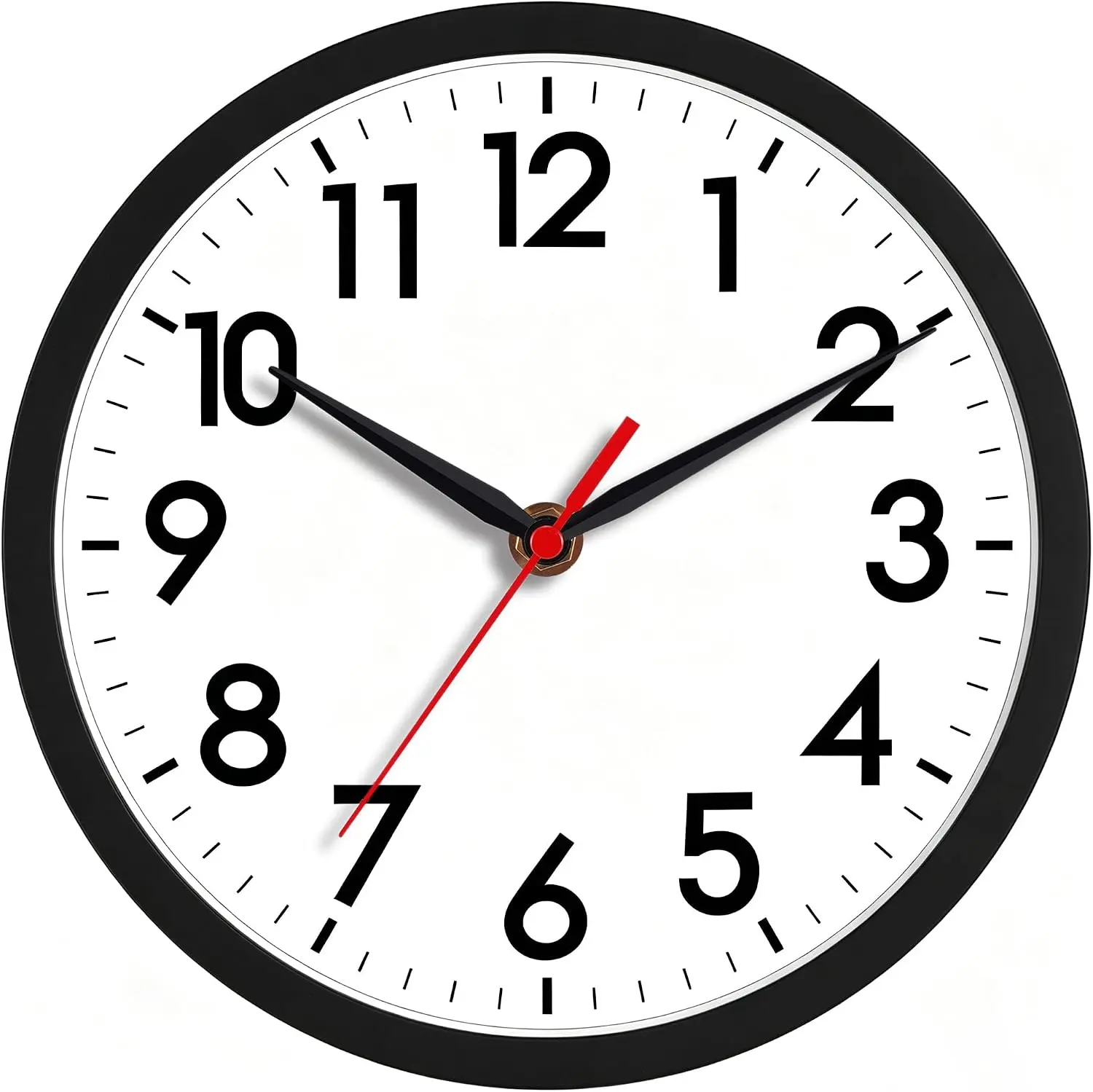 8 Inch Wall Clock, Silent Battery Operated Analog Clock, Black