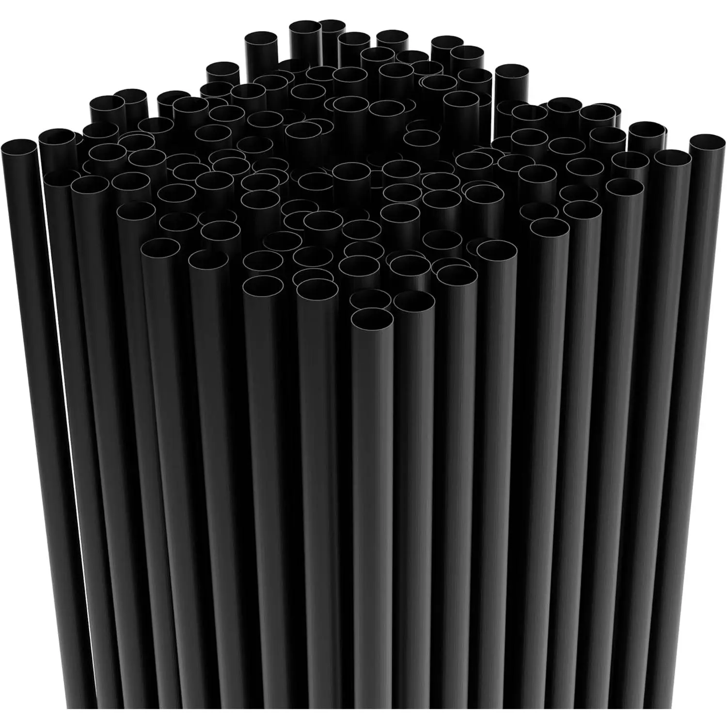 7.75" Plastic Straws (500 Count), Disposable Straws - Made For Stard 16oz Glass (Black)