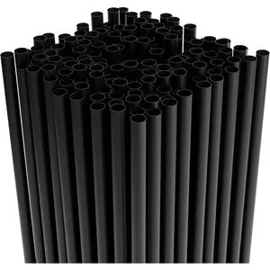 7.75" Plastic Straws (500 Count), Disposable Straws - Made For Stard 16oz Glass (Black)
