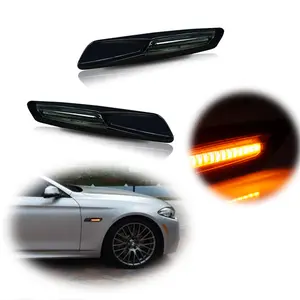 Black Finish Amber LED Smoke Front Side marker Lights For BMW 128i 328i 335i 530i Replace OEM 63137253325 63137253326