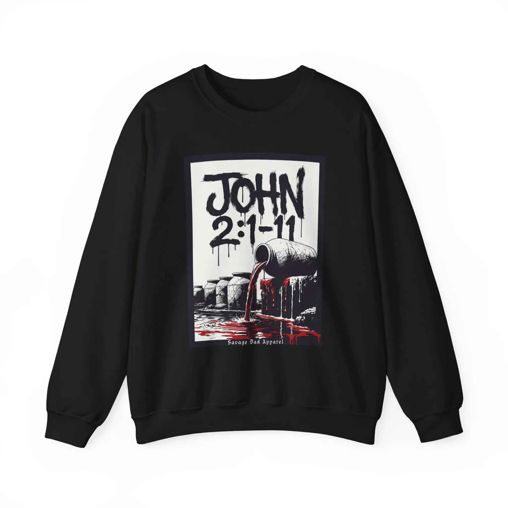 Christian Sweatshirt for Men | John 2:1-11 Water Into Wine Bible Verse Scripture | Faith Streetwear Graphic | Religious Christian Gift for Him, Dad & Husband