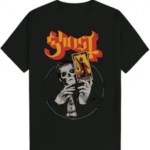 Ghost Band Logo Cotton Short Sleeve T-Shirt for Men Women Regular Fit Breathable Round Neck Tops Tees Basic Classic Minimalist Design Comfortable for Daily Wear