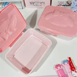 Melody Flip-Top Storage Box: Hello Kitty Cartoon Flip-Top Cotton Swab Desktop Organizer and Jewelry Box