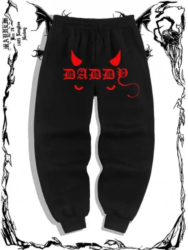 Devil Daddy Sweatpants, unholy, baddie, nuns, bad, tattoo, biker, Sweatpantmen Casual Pants, Streewears, Dailywear, Outfits, Fashion, Fashion Cotton Graphic Casual Sweatpants