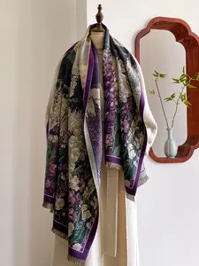 Women's Elegant Fashion Scarf, Full Body Print Oil Painting Design, Lightweight Comfortable Fall Winter Accessory, Outdoor Daily Wear