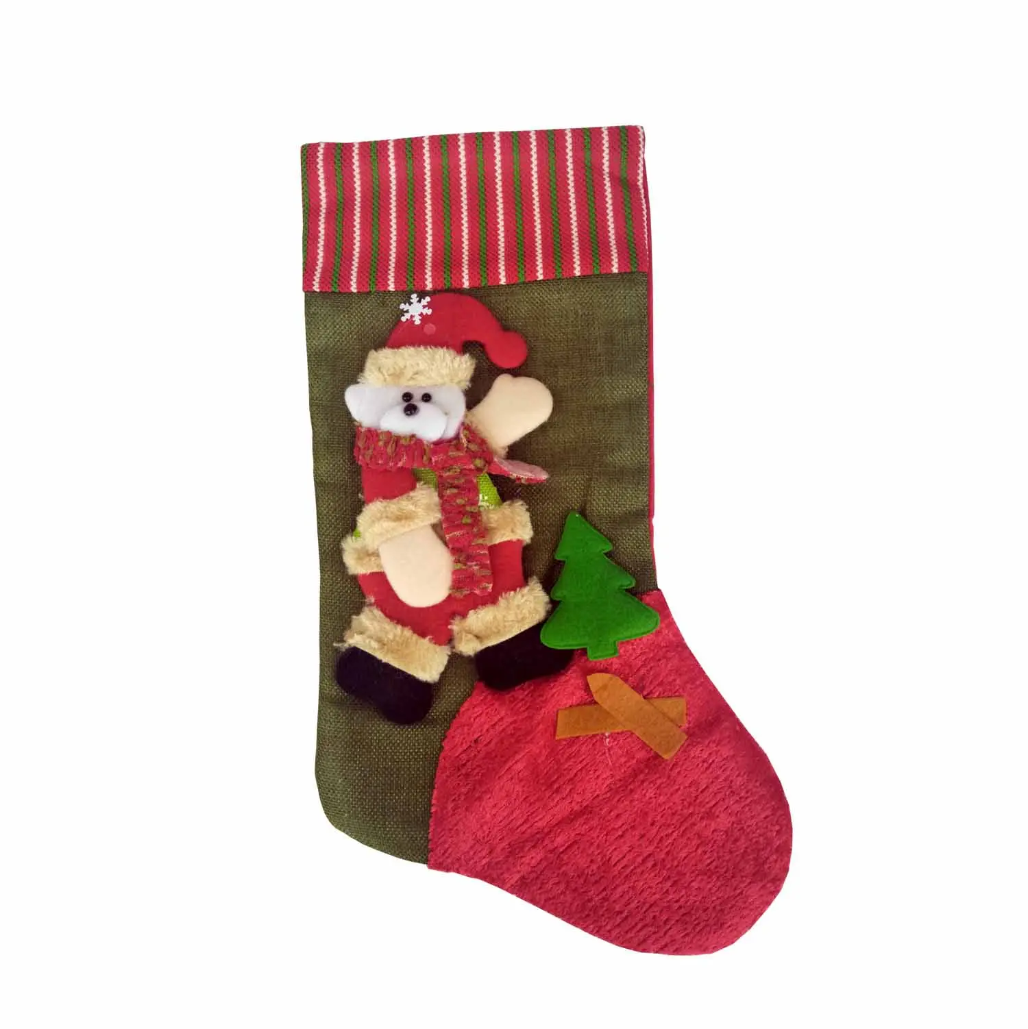 FixtureDisplays® 14X9" Xmas Stocking Sack Santa Christmas Gift Bag Hanging Gift Stocking Bag 15027-SANTA1-NF