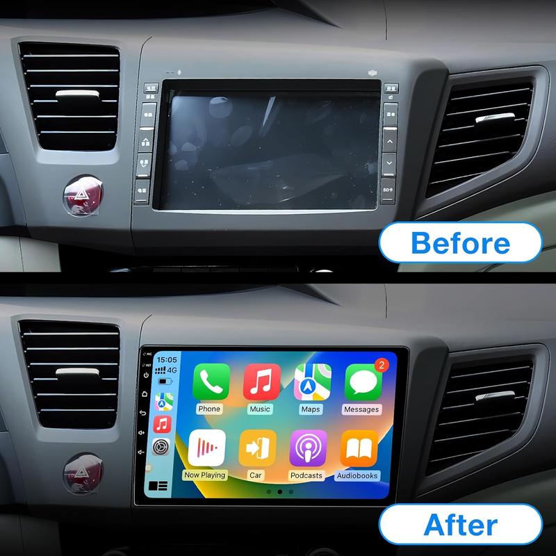 BINIZE Android 13 Car Stereo Compatible with Honda Civic 2012 2013 2014 2015, 9 Inch Head Unit, Touch Screen, Wireless CarPlay& Android Auto, GPS, WiFi, Backup Camera