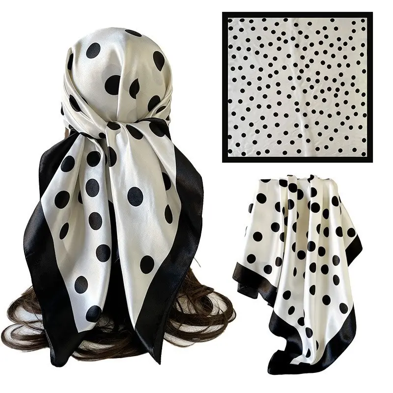 Polka Dot Square Scarf for Women, Elegant Luxury Multi-use Head Scarf, Boho Soft Wrap Shawl, Versatile Arabian Headscarf & Daily Spring Accessory