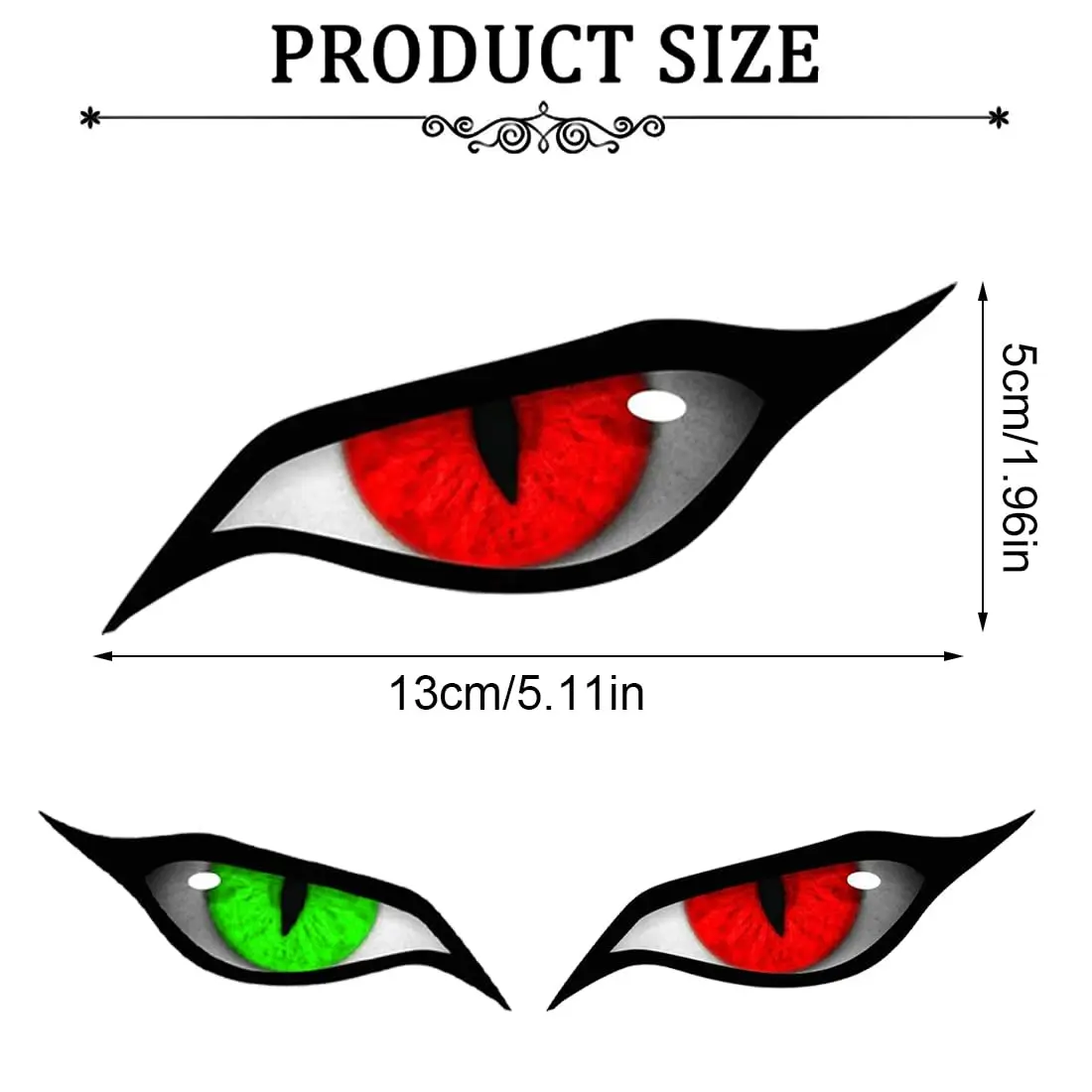 3PCS Evil Eye Car Stickers – Red & Green Angry Eyes Decals for Headlights & Windows/Waterproof PVC Exterior Sticker Set for Cars & Trucks