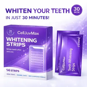 CellJuvMax Purple Teeth Whitening Strips - 7/21 Sessions - Safe for Enamel - Non Sensitive - Peroxide-Free - 14 Strips for Brighter Smile