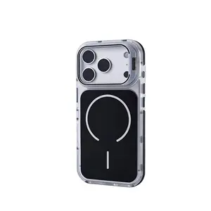 Premium Frosted Case with Ins-style High-Quality Border, Anti-Slip & Flip Lens Stand, Magnetic Design for iPhone 17 Pro Max / 16 Pro / 15 / 14 / 13, Slim Shockproof Cover for Men & Women Couples