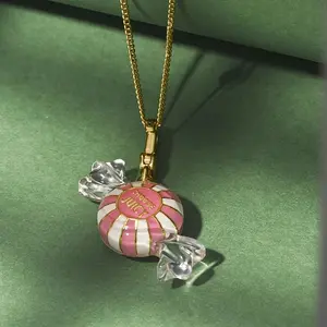1Pc Exquisite Enameled Candy Pendant,Sweet Keychain Necklace,Perfect As A Gift For Girls,Personality Party Jewelry Decor Gift