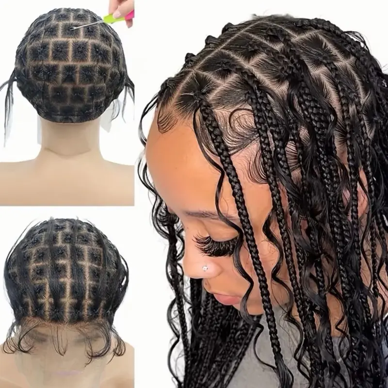 Full Crochet HD Human Hair Lace wig cap suitable for making easy crochet braiding wigs