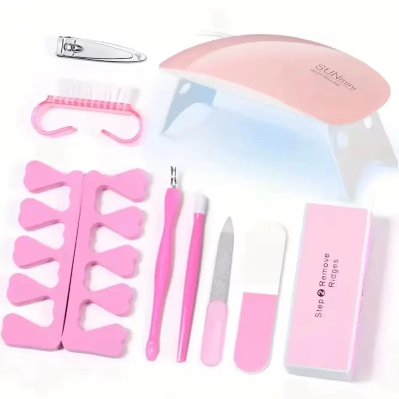 All-in-1 Home Manicure & Pedicure Set with Mini UV Curing Lamp, Clippers, Files, Pushers, Glitter Nail Art Tools, Lightweight Nail Care Tool for Beauty & Personal Care, Basic Nail Tools, Complete Nail Care