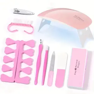 Complete Home Manicure & Pedicure Kit with Mini UV Nail Lamp All-in-One Nail Care Set Includes Clippers Files and Pushers