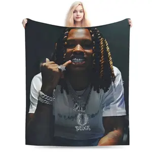 King Von Inspired Soft Flannel Fleece Throw Blanket - Cozy, Warm, and Stylish with Music Design Elements, Perfect for Living Room, Office, Sofa Decor, All-Season Travel, and Versatile Gift Use - Digital Print, 250-300gsm, Allseason Throw | Music 188