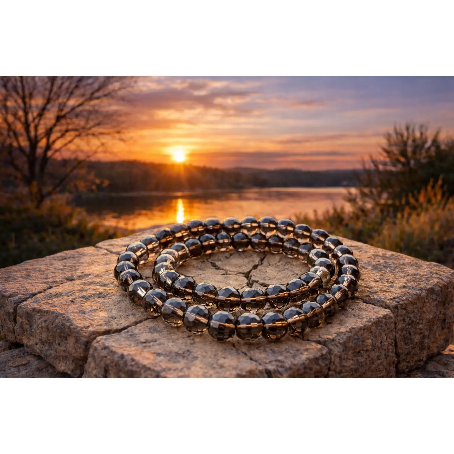 Faceted Smoky Quartz Beaded Bracelet, 8 mm Practical Magic Healing Tool, Absorbs Negative Energy, Carries Energy Cleansing