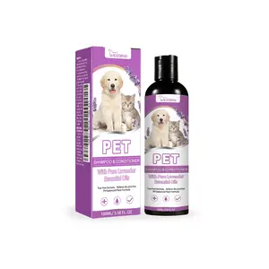 puppy Pet Shampoo & Conditioner with Pure Lavender Essential Oils 100ml Relieves Skin Itchiness Smooths Hair Non-Knotting Formula for Healthy Shiny Pet Hair
