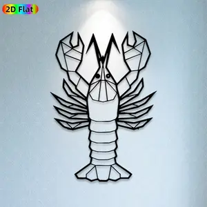 1pc Lobster Metal Wall Art,Lobster Statue Mural, Ideal Gift for New Year, Easter, Seafood Decor Enthusiasts, Rust-Resistant Metal Wall Decor Wall Sculptures, Perfect for Outdoor Fence & Kitchen Wall Lobster Enthusiasts