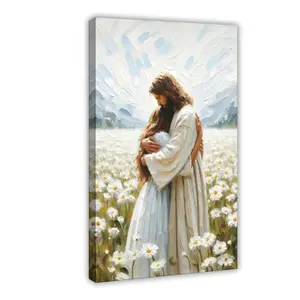 NBHYK Jesus-Wall Art Canvas Print Jesus Hugging Woman Poster For Church Room Decor Christian Artistic Home Living Bedroom Office Decoration Items Eco-Friendly Fade-Resistant UV-Protected - Photo