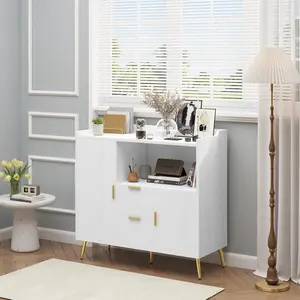 Slim Waterproof White Bathroom Narrow Rolling Tower Cart, 4-Drawer Storage Cabinet with Tissue Holder and Magnetic Door