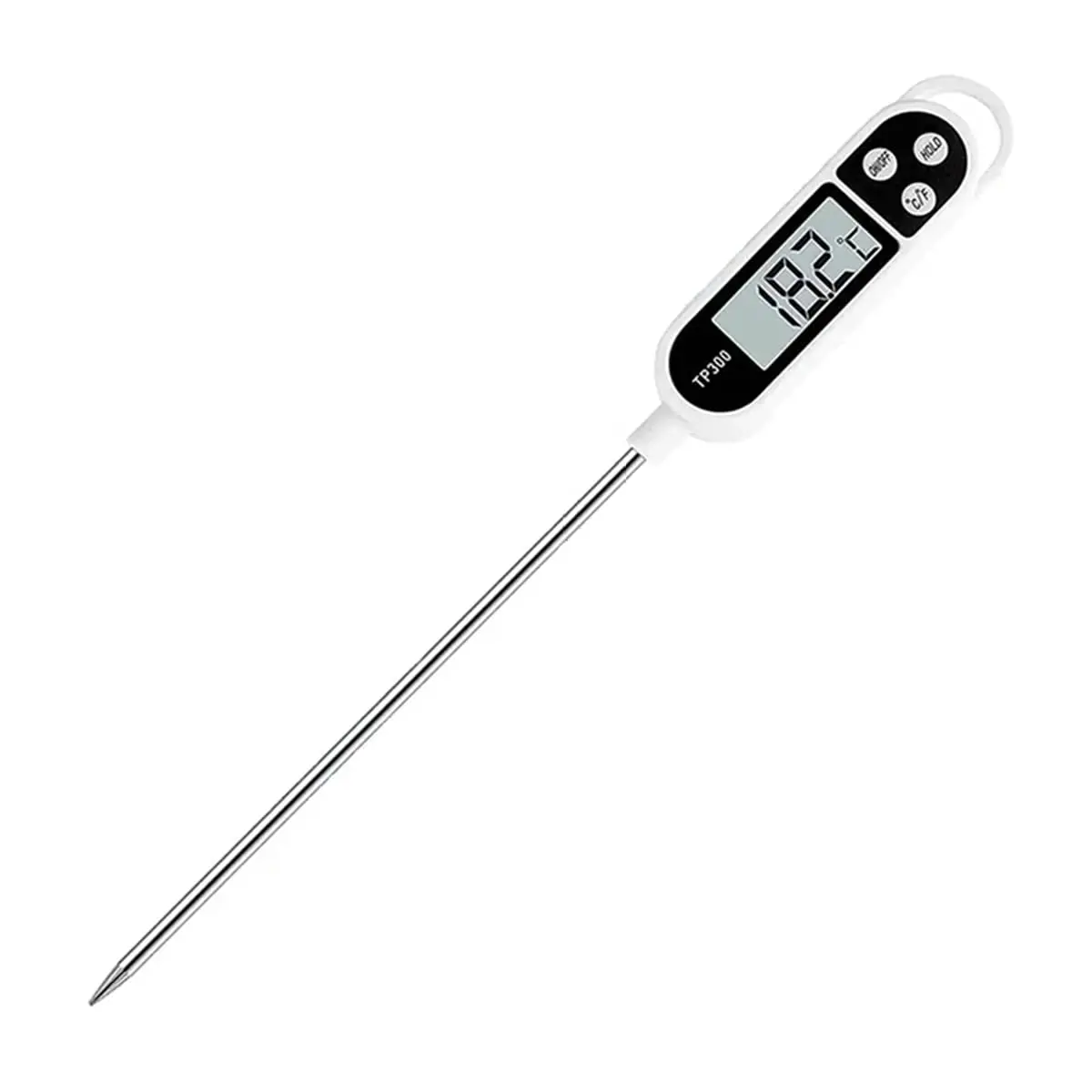 1/2/4/5 Pcs Instant Read Meat Thermometer with Long Probe Kitchen Cooking Food Candy Waterproof Digital Thermometer for BBQ Water Milk Yogurt Liquid (White)