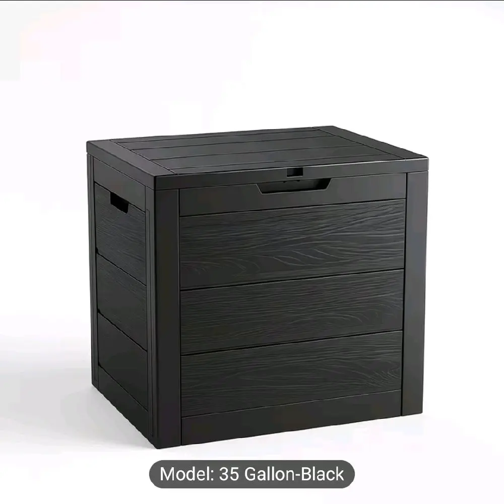 “35 Gallon Outdoor Storage Box w/ Handles – Waterproof Resin Deck Box for Patio, Garden, Pool & Home Organization”