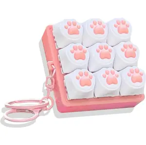 Cute Cat Paw Shape Keyboard Stress Relief Keychain, 3-Touch Linear Click Fidget Toy, Colorful Mini Keyboard Keychain, Ideal Novelty Gift for Halloween, Christmas and Daily Use