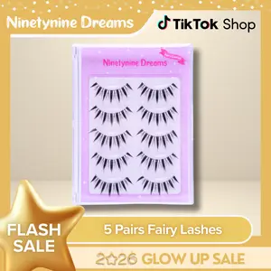 Ninetynine Dreams 5 Pairs Fairy Lashes | Spiky Dramatic False Eyelashes Anime Manhua Douyin Style — 8-13mm C++ Curl Reusable Ultra-Thin Clear Band Strip Lashes for Bold Glam Douyin Makeup Looks