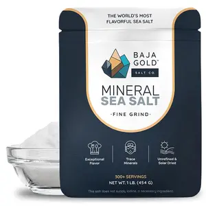 Baja Gold Mineral Sea Salt - Pure & Authentic Fine Grind Salt for Cooking & Baking | Natural Baja Salt for Culinary Uses | Great for Finishing Dishes | 1 lb. Resealable Bag, 300+ Servings Quesadillas Flavor
