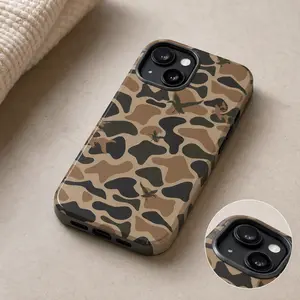 Vintage Old School Waterfowl Camo Rubber Phone Case for iPhone 17,16,15,14,13,12,11 Pro Max,8,7 Plus - Smartphone/Cellphone Accessories with Screen Protector, Wireless Fidget Toy for Hunting