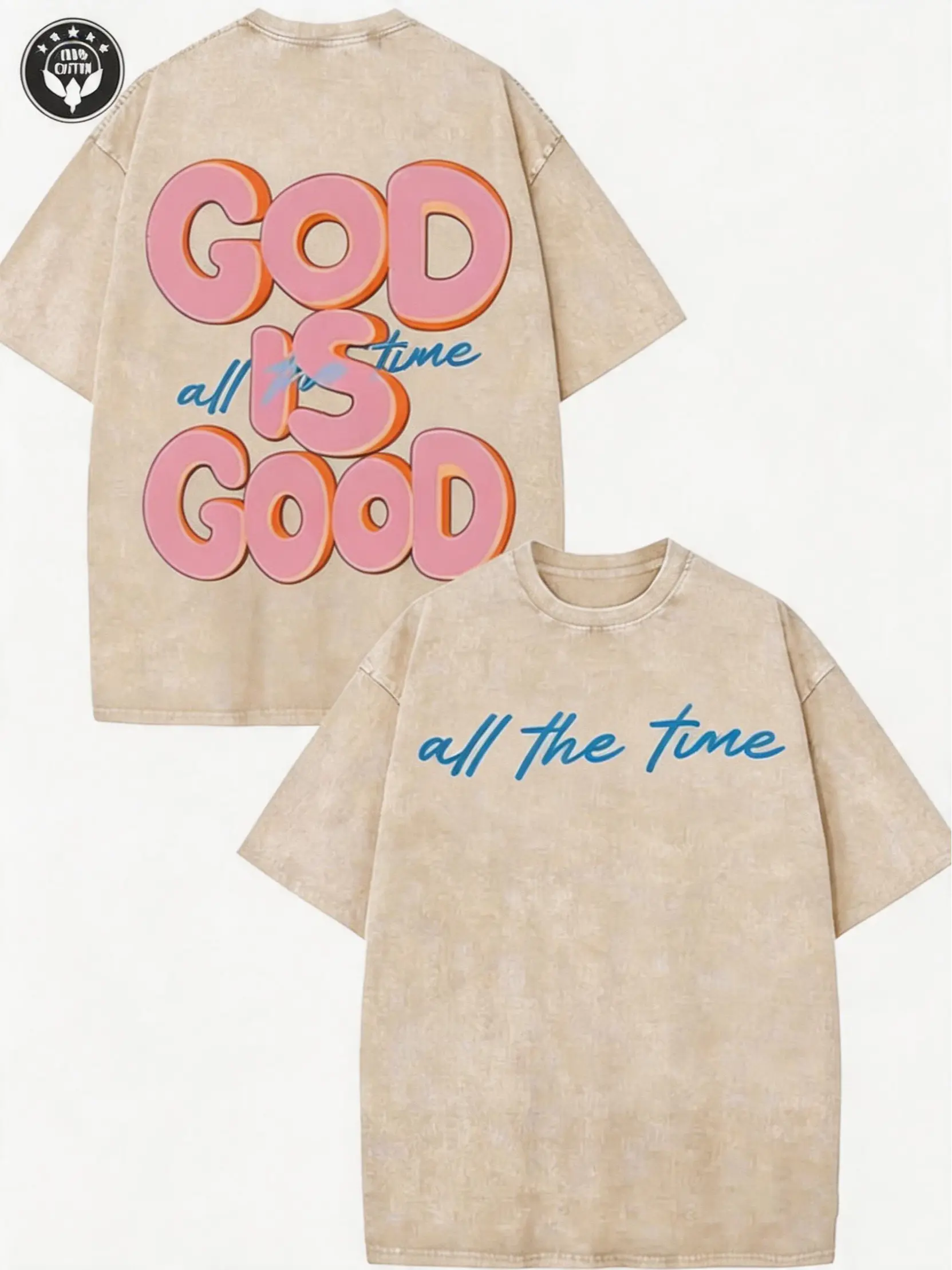 Vintage Christian T-Shirt, God Is Good All The Time Washed Black 
