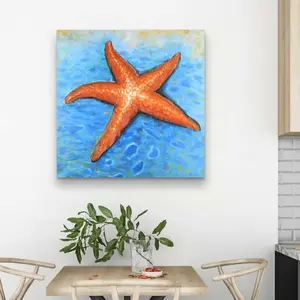Begin Home Decor C1RC3232VUXKAC 32 x 32 in. Vivid Starfish - Contemporary Animals Canvas for Home Decor