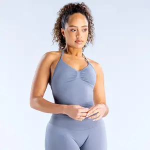 DFYNEImpact Longline Strappy Top  Seamless Sculpted Fit, Cross-Back Support, Backless Design, High-Stretch Soft Durable Fabric for Gym & Active Wear